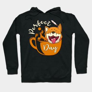 Shiba Inu Coin With Coffee Outdoor Camping Hiking Dog Lover Hoodie